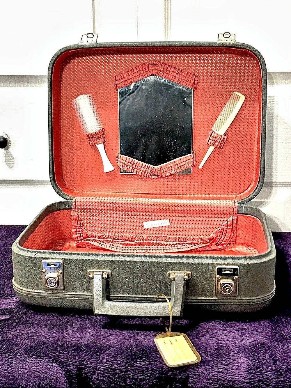 Vintage Hard-Shell Train Case / Makeup Vanity Luggage McBrine 1950s-1960s